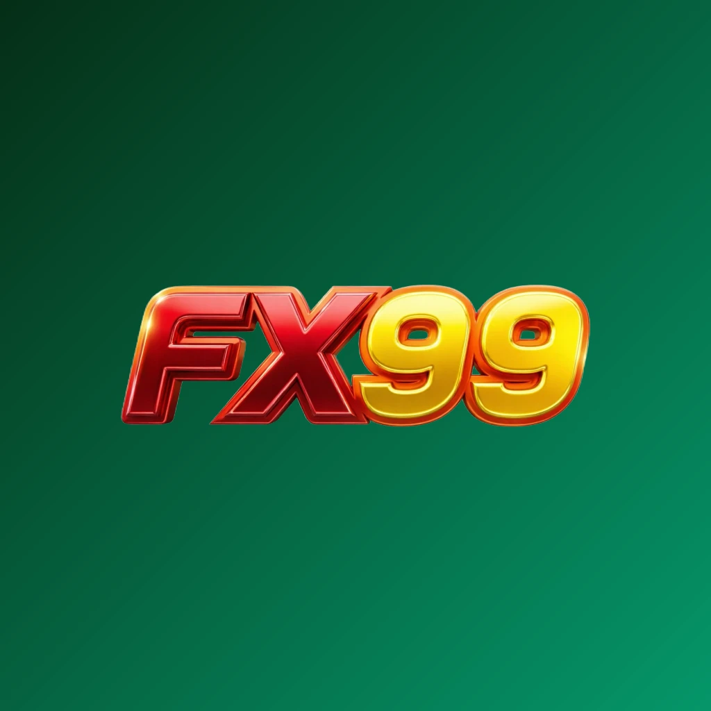 Vibrant FX99 logo with bold heavy typography in bright red, yellow, and orange colors featuring a glossy 3D effect, designed as a wide horizontal rectangular wordmark logo on a transparent background for a modern and energetic website header